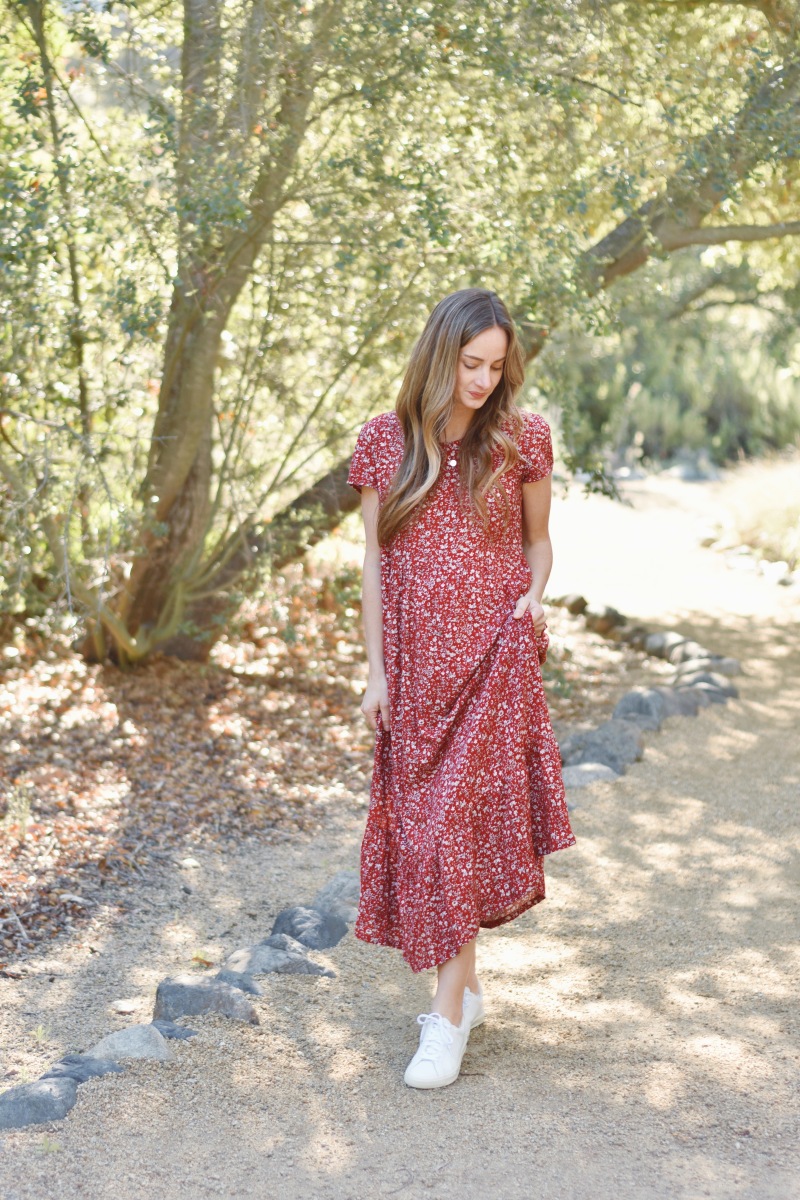 Red Floral Dress with Baby Lock – The Sara Project